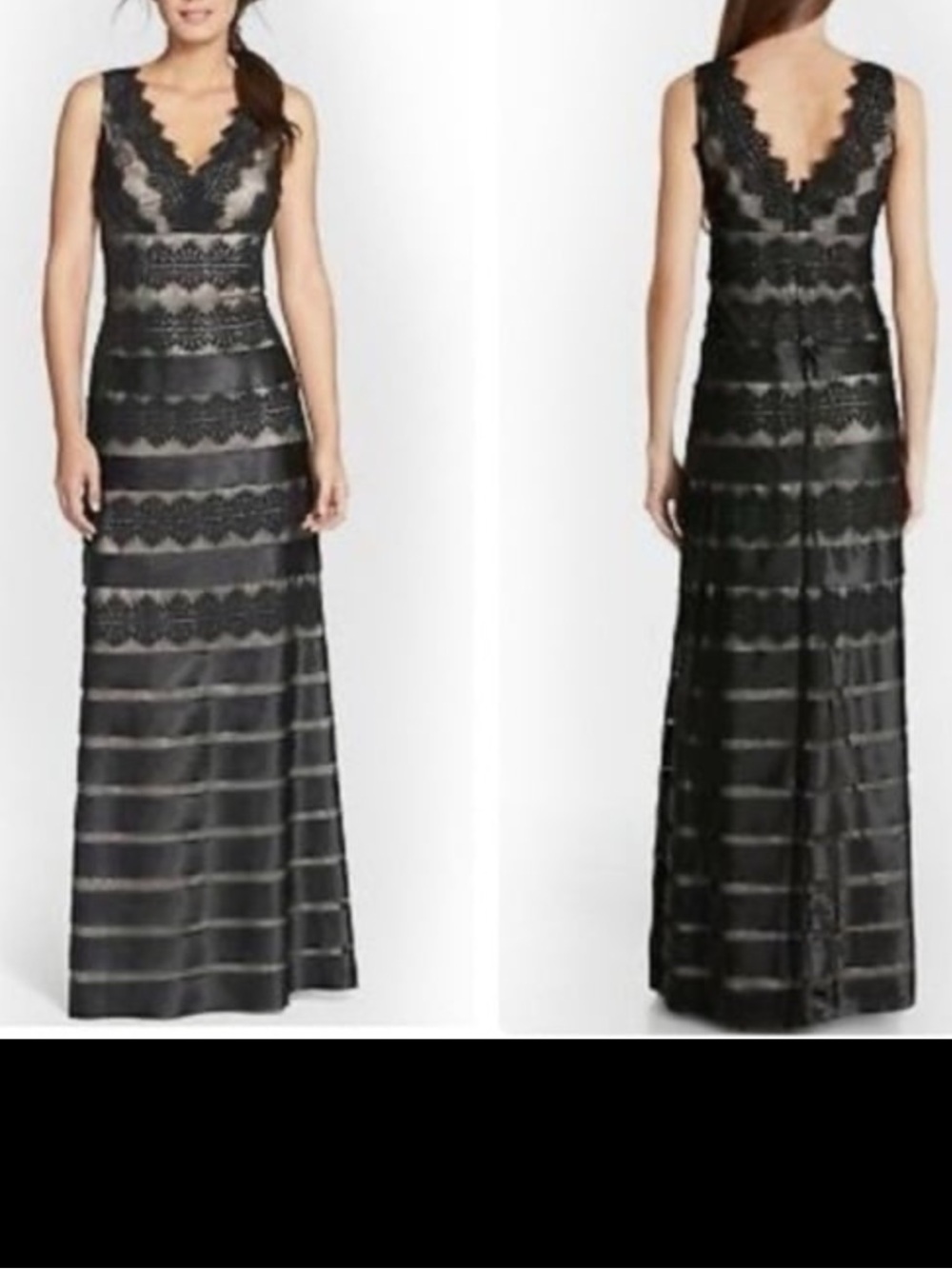 JS Collections Black Lace Overlay Gown